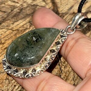 Prehnite Yellow Green Pendant 2”